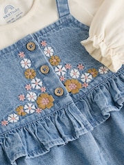 Blue Embroidered Denim Baby Long Sleeve Bodysuit & Dungaree Set (0mths-2yrs) - Image 5 of 8