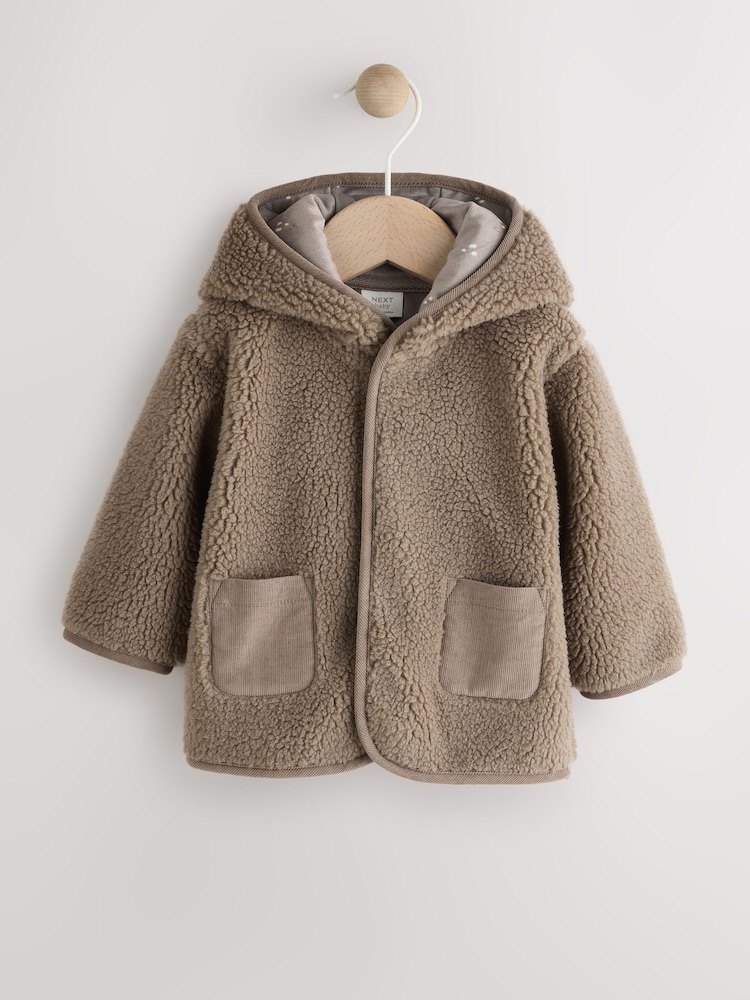 Mink Brown Baby Borg Hooded Jacket - Image 1 of 8