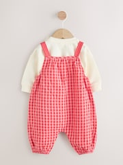 Red/ Pink Gingham Baby Dungarees and Bodysuit 2 Piece Set (0mths-2yrs) - Image 1 of 10