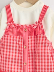 Red/ Pink Gingham Baby Dungarees and Bodysuit 2 Piece Set (0mths-2yrs) - Image 4 of 10