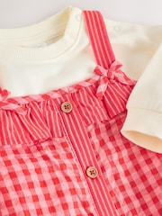 Red/ Pink Gingham Baby Dungarees and Bodysuit 2 Piece Set (0mths-2yrs) - Image 5 of 10
