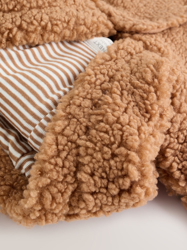Brown Baby Borg Hooded Pramsuit - Image 10 of 10