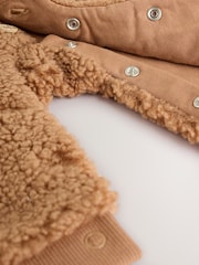 Brown Baby Borg Hooded Pramsuit - Image 3 of 10