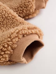 Brown Baby Borg Hooded Pramsuit - Image 5 of 10