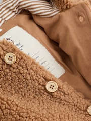 Brown Baby Borg Hooded Pramsuit - Image 8 of 10