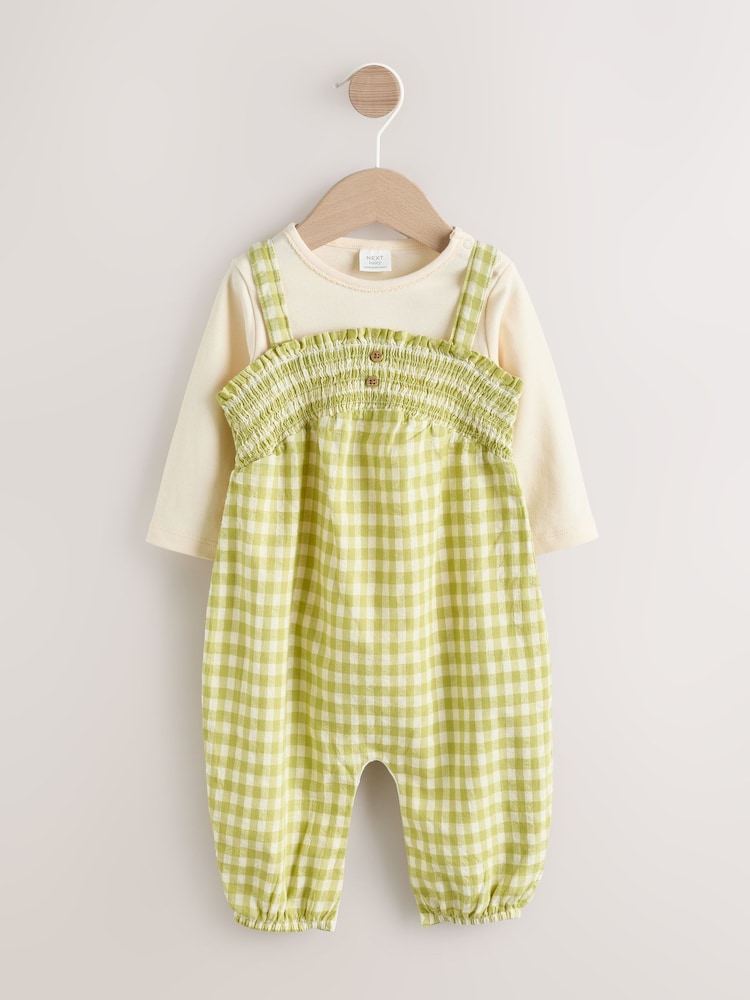 Green Gingham Baby Dungarees and Bodysuit 2 Piece Set (0mths-2yrs) - Image 1 of 8
