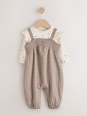Neutral Broderie Baby Dungarees and Bodysuit 2 Piece Set (0mths-2yrs) - Image 2 of 7