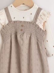 Neutral Broderie Baby Dungarees and Bodysuit 2 Piece Set (0mths-2yrs) - Image 4 of 7