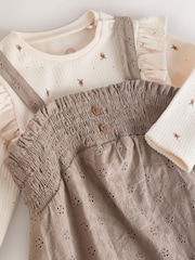 Neutral Broderie Baby Dungarees and Bodysuit 2 Piece Set (0mths-2yrs) - Image 6 of 7