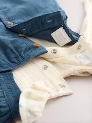 Navy Embroidered Baby Print Long Sleeve Bodysuit and Cord Dungarees 2 Piece Set (0mths-2yrs) - Image 9 of 10