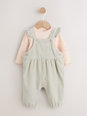 Salbeigrün - Langärmeliger Baby-Print-Body und Cord-Latzhose, 2-teiliges Set (0M.–2J.) - Bild 1 von 14