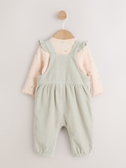 Salbeigrün - Langärmeliger Baby-Print-Body und Cord-Latzhose, 2-teiliges Set (0M.–2J.) - Bild 2 von 14