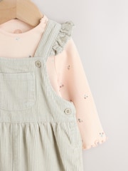 Salbeigrün - Langärmeliger Baby-Print-Body und Cord-Latzhose, 2-teiliges Set (0M.–2J.) - Bild 4 von 14