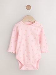Rosa Blümchen - Baby Print Long Sleeve Bodysuit and Cord Dungarees 2 Piece Set (0mths-2yrs) - Bild 3 von 8