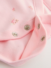 Rosa Blümchen - Baby Print Long Sleeve Bodysuit and Cord Dungarees 2 Piece Set (0mths-2yrs) - Bild 7 von 8