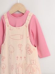 Cream / Pink Character Dungaree and Bodysuit Two Piece Baby Set (0mths-3yrs) - Image 4 of 15