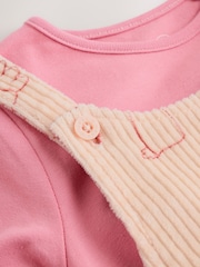 Cream / Pink Character Dungaree and Bodysuit Two Piece Baby Set (0mths-3yrs) - Image 6 of 15