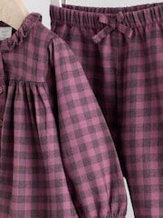 Purple Gingham Baby Woven Long Sleeve Tops and Trousers 2 Piece Set (0mths-2yrs) - Image 10 of 15