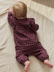 Purple Gingham Baby Woven Long Sleeve Tops and Trousers 2 Piece Set (0mths-2yrs) - Image 2 of 15