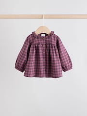Purple Gingham Baby Woven Long Sleeve Tops and Trousers 2 Piece Set (0mths-2yrs) - Image 5 of 15