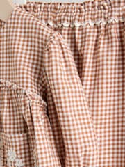 Rust Brown Gingham Baby Woven Long Sleeve Top and Trousers 2 Piece Set (0mths-2yrs) - Image 10 of 15