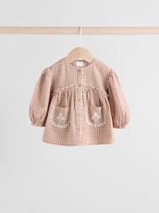 Rust Brown Gingham Baby Woven Long Sleeve Top and Trousers 2 Piece Set (0mths-2yrs) - Image 6 of 15