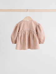 Rust Brown Gingham Baby Woven Long Sleeve Top and Trousers 2 Piece Set (0mths-2yrs) - Image 7 of 15