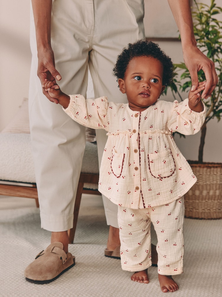 Cream/ Red Cherry Baby Woven Long Sleeve Tops and Trousers 2 Piece Set (0mths-2yrs) - Image 1 of 20 Cream/ Red Cherry Baby Woven Long Sleeve Tops and Trousers 2 Piece Set (0mths-2yrs) - Image 1 of 20