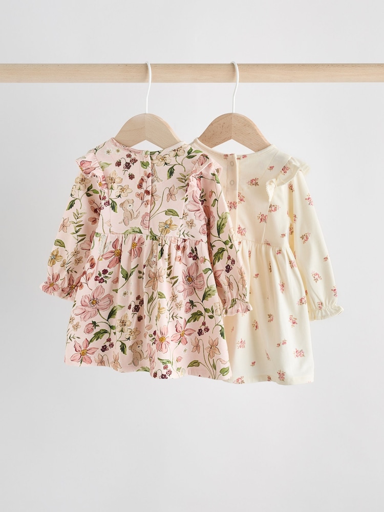Floral rosa/Florecitas color crema - Pack de 2 vestidos de punto para bebé (0 meses-2 años) - Imagen 2 de 9 Floral rosa/Florecitas color crema - Pack de 2 vestidos de punto para bebé (0 meses-2 años) - Imagen 2 de 9