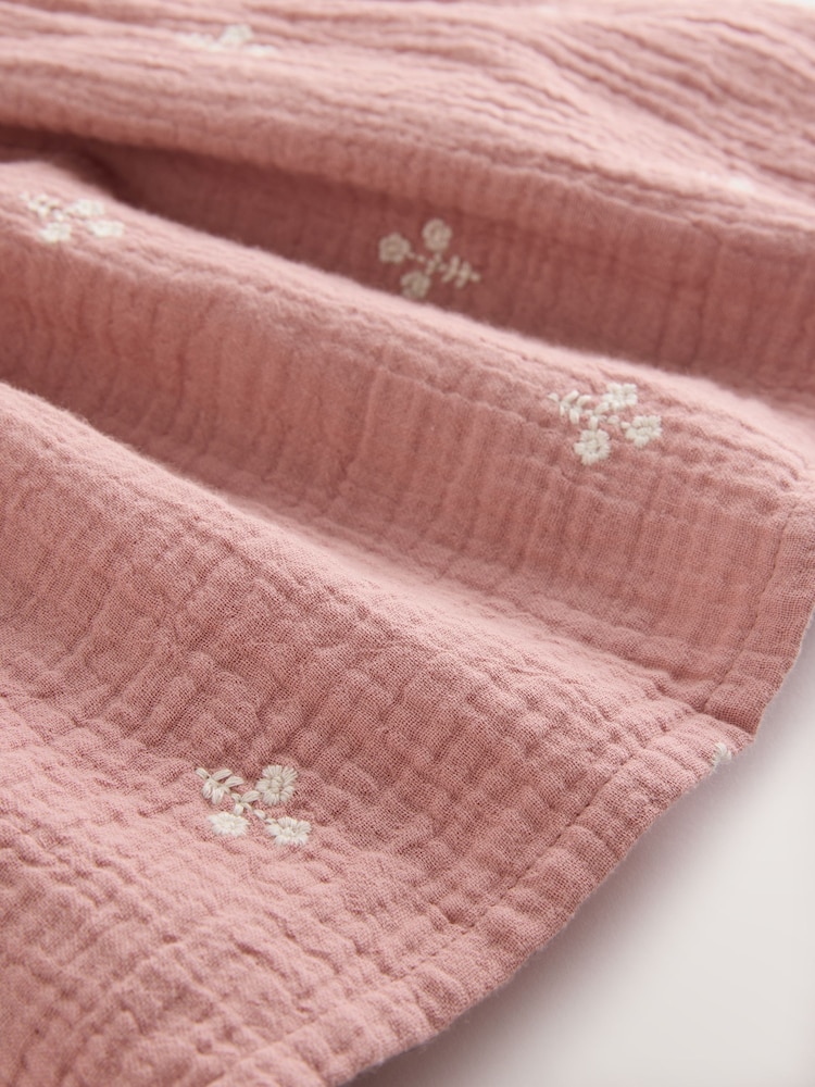 Pink Baby Embroidered Woven Long Sleeve Dress (0-18mths) - Image 9 of 9