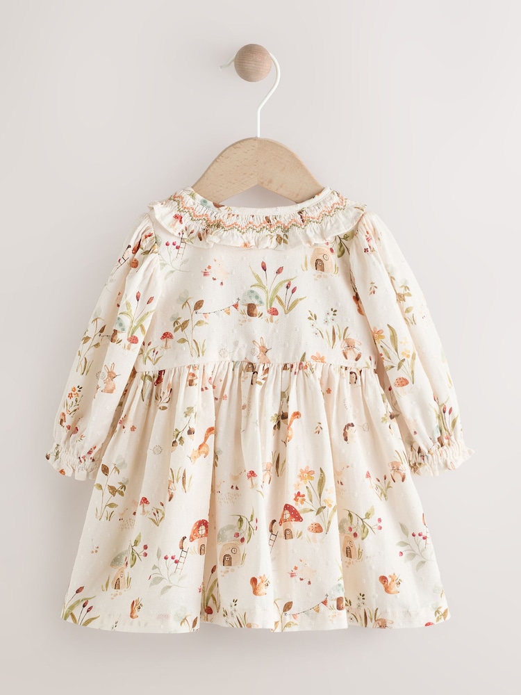 Cream Floral Print/ Character Collar Baby Dress (0-18mths) - Image 2 of 7