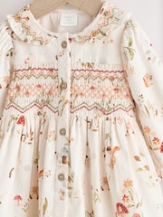 Cream Floral Print/ Character Collar Baby Dress (0-18mths) - Image 3 of 7