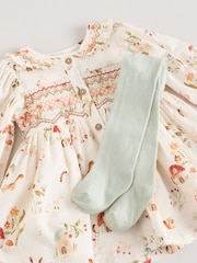 Cream Floral Print/ Character Collar Baby Dress (0-18mths) - Image 5 of 7