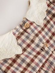 Berry/ Cream Gingham Baby Dress and Waistcoat 2 Piece Set (0mths-2yrs) - Image 12 of 14