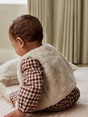Berry/ Cream Gingham Baby Dress and Waistcoat 2 Piece Set (0mths-2yrs) - Image 4 of 14