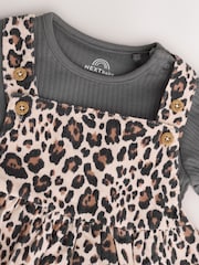 Leopardenmuster, Anthrazit - Baby Langarm-Schürzen-Body und Strumpfhose im Set aus Cord (0 Monate bis 2 Jahre) - Bild 10 von 15