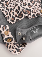 Leopardenmuster, Anthrazit - Baby Langarm-Schürzen-Body und Strumpfhose im Set aus Cord (0 Monate bis 2 Jahre) - Bild 11 von 15