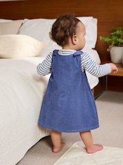 Blue Character Baby Cord Long Sleeve Bodysuit and Pinafore Dress with Tights Set (0mths-2yrs) - Image 2 of 18