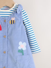 Blue Character Baby Cord Long Sleeve Bodysuit and Pinafore Dress with Tights Set (0mths-2yrs) - Image 8 of 18