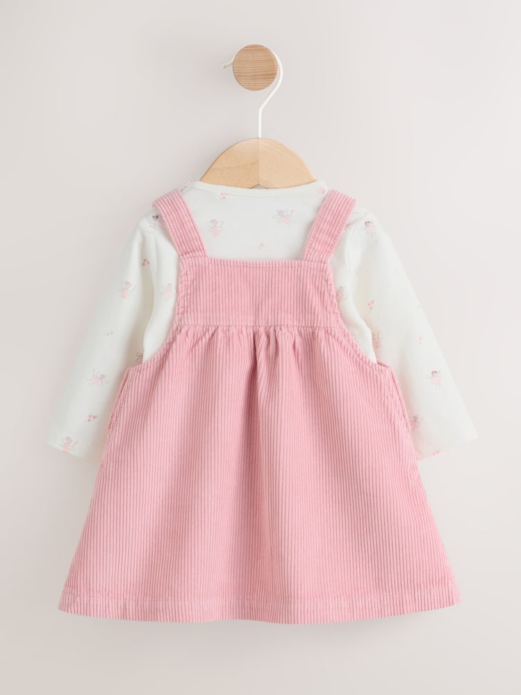 Buy Pink Fairy Baby Cord Pinafore Dress and Long Sleeve Bodysuit