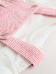Pink Fairy Baby Cord Pinafore Dress and Long Sleeve Bodysuit 2 Piece Set (0mths-2yrs) - Image 5 of 15