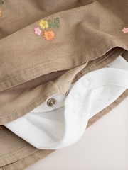 Olive Green Embroidered Baby Cord Pinafore Long Sleeve Bodysuit & Tights Set (0mths-2yrs) - Image 12 of 12