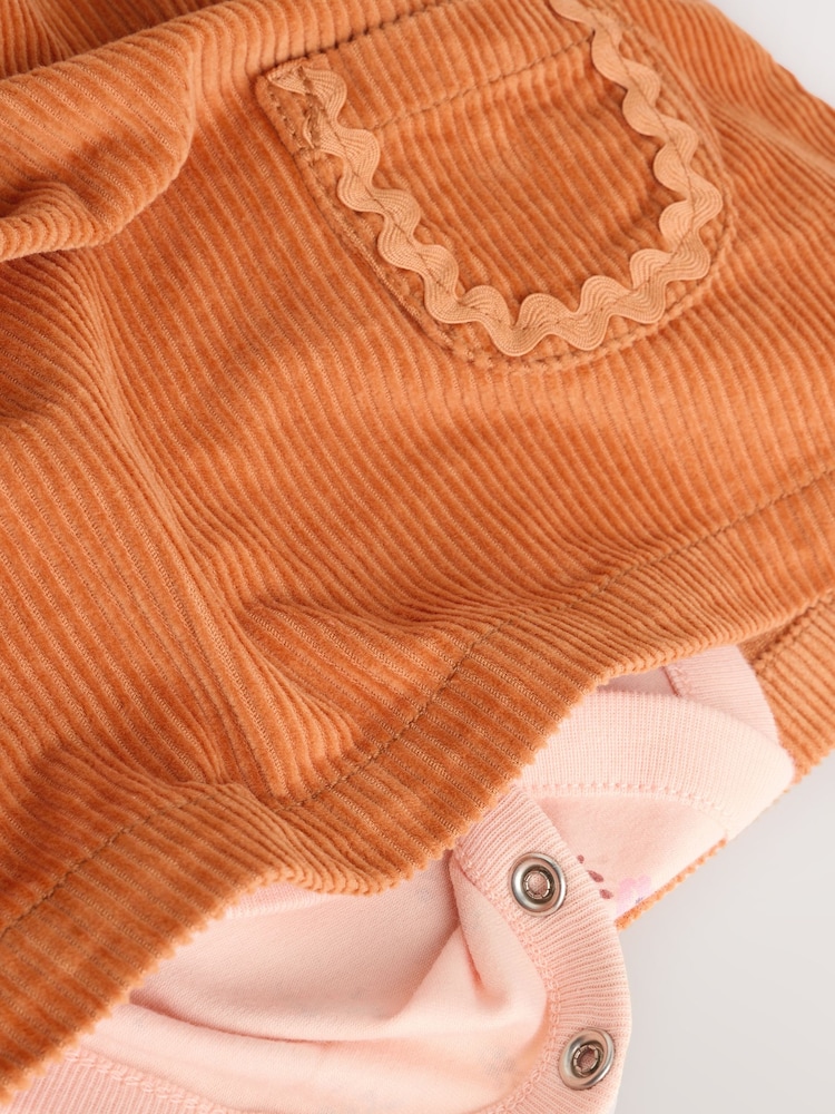 Orange Ditsy Baby Cord Pinafore Dress and Long Sleeve Bodysuit 2 Piece Set (0mths-2yrs) - Image 10 of 10 Orange Ditsy Baby Cord Pinafore Dress and Long Sleeve Bodysuit 2 Piece Set (0mths-2yrs) - Image 10 of 10
