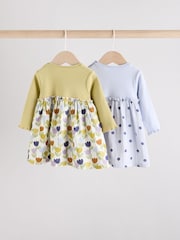 Blue/Green Flower Baby Jersey Dresses 2 Pack (0mths-2yrs) - Image 6 of 14