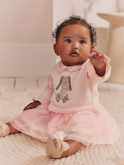Pink Bunny Baby Knitted Twofer Dress (0mths-2yrs) - Image 1 of 10