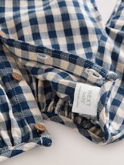 Navy Blue Gingham Heart Baby Long Sleeve 100% Cotton Dress with Knickers (0mths-2yrs) - Image 10 of 12