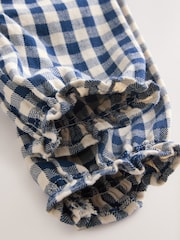 Navy Blue Gingham Heart Baby Long Sleeve 100% Cotton Dress with Knickers (0mths-2yrs) - Image 12 of 12