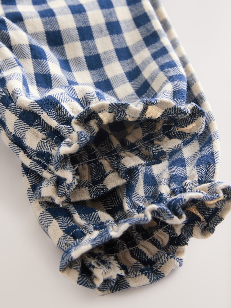 Navy Blue Gingham Heart Baby Long Sleeve 100% Cotton Dress with Knickers (0mths-2yrs) - Image 12 of 12