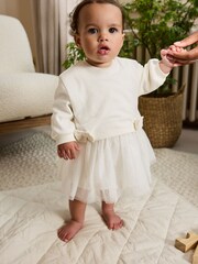 White Twofer Mesh Baby Dress (0mths-2yrs) - Image 1 of 5