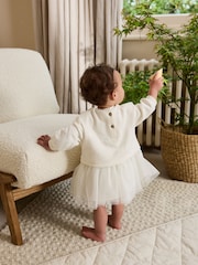 White Twofer Mesh Baby Dress (0mths-2yrs) - Image 3 of 5